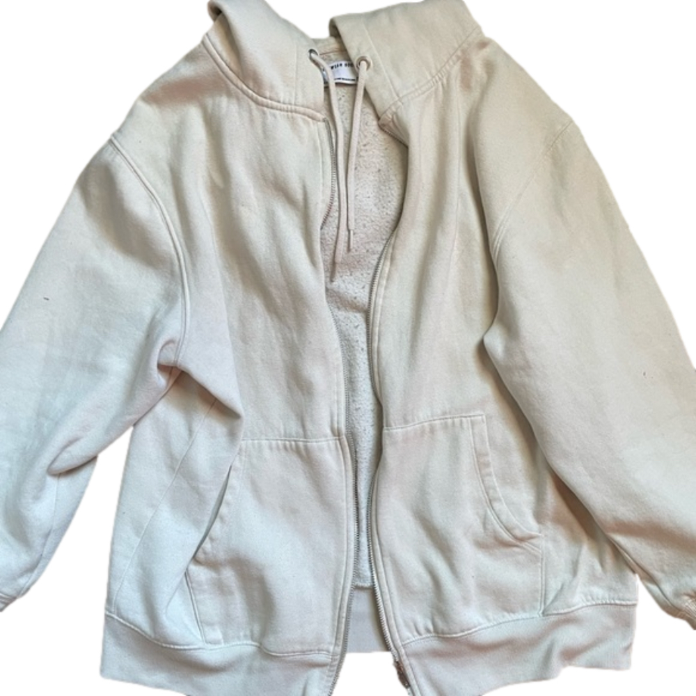 Streetwear Society Active oversized white zip-up sweater, size s
